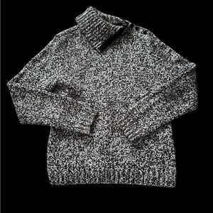 Chaps Knit Sweater Women Size PL Petite L Asymmetrical Neck Black/white